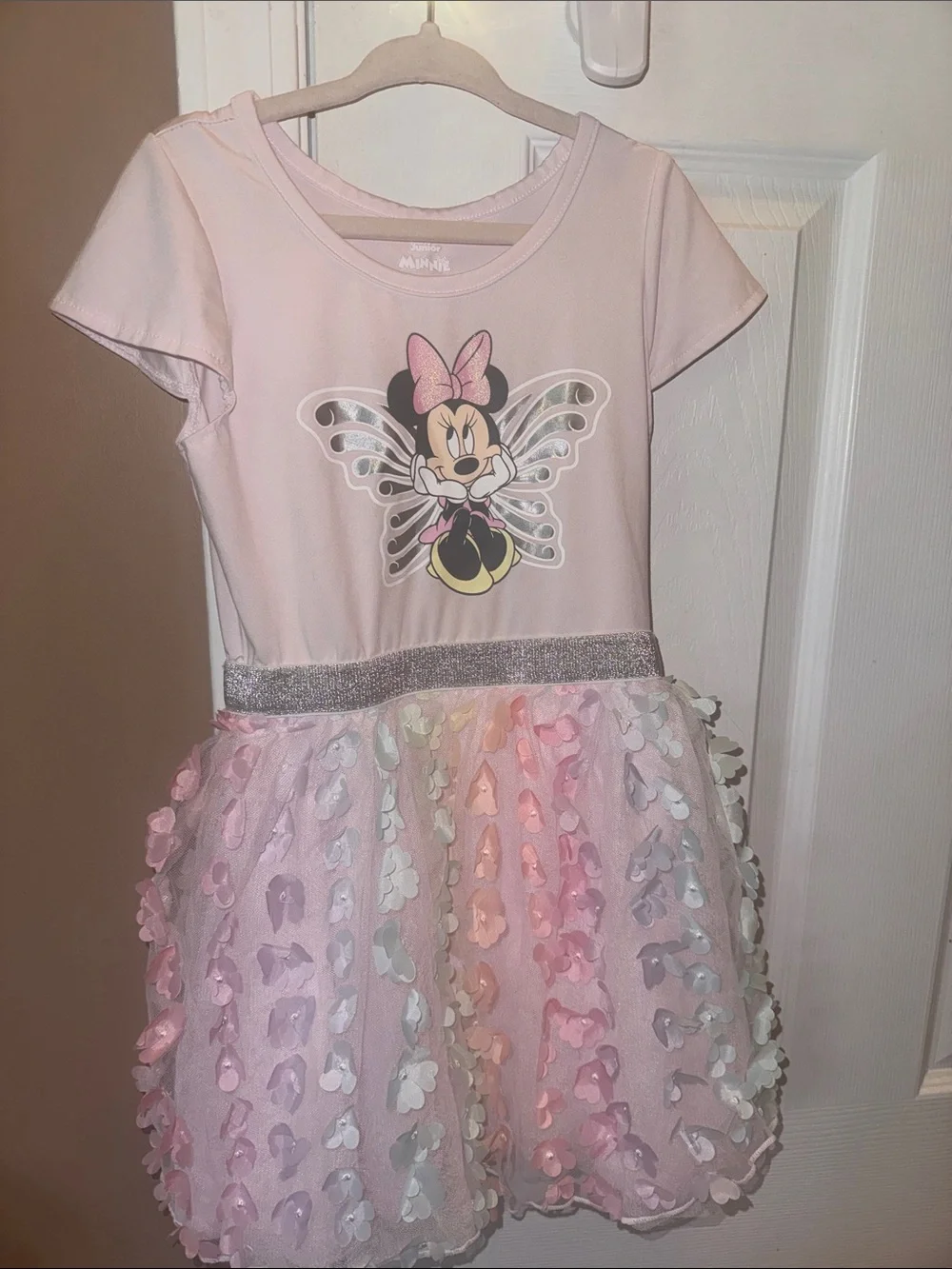 Disney Pink Minnie Butterfly Tulle Dress with Glitter Waist